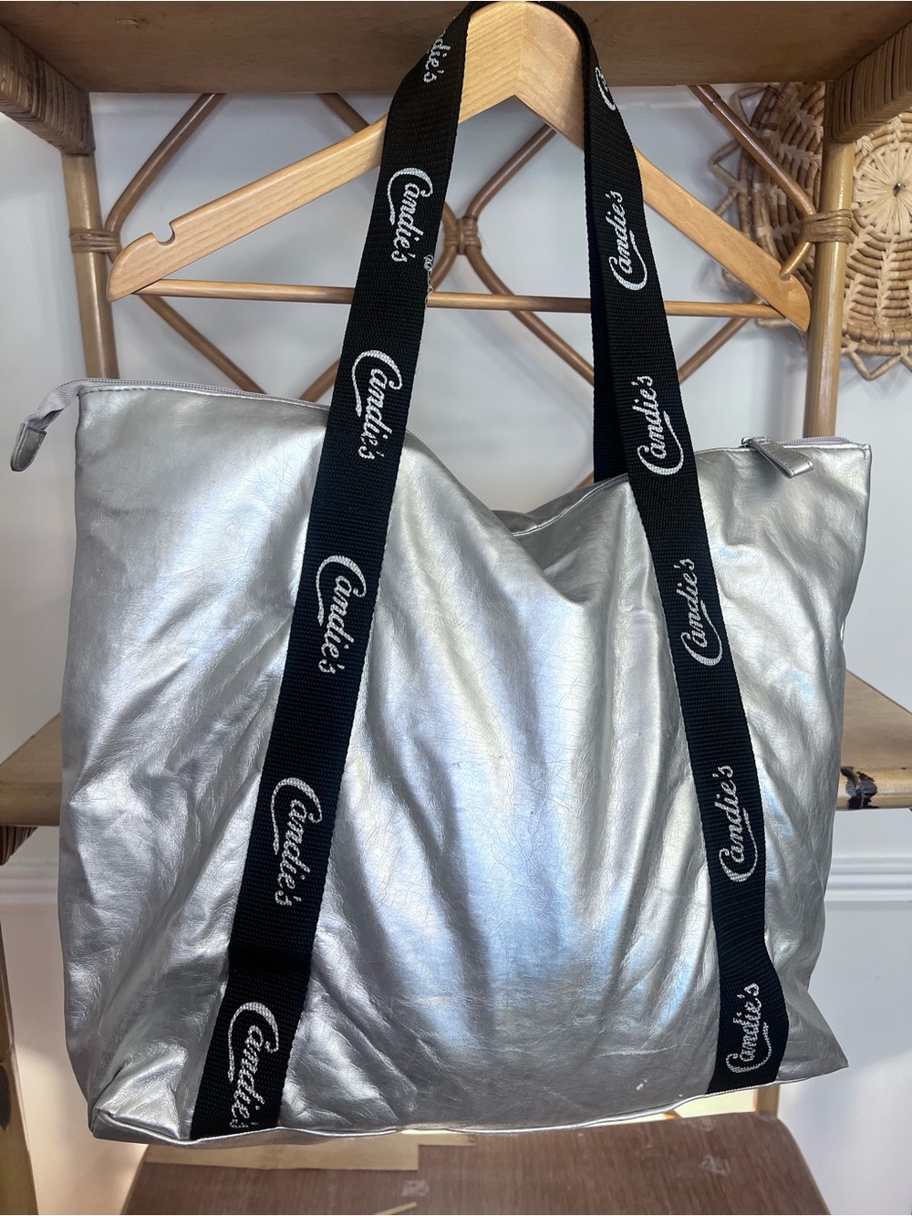 Y2K bag silver candies tote bag late 90s inside pink metallic tote